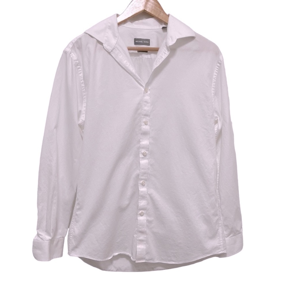 MICHAEL KORS White Cotton Button Down Slim Fit Shirt Size M 15 1/2 32/33
